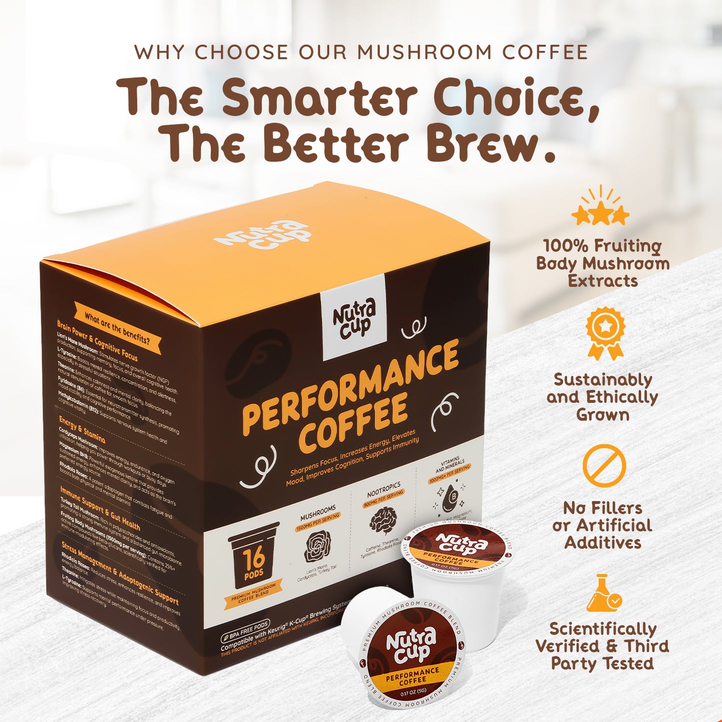 Performance Mushroom Coffee K-cup Pods